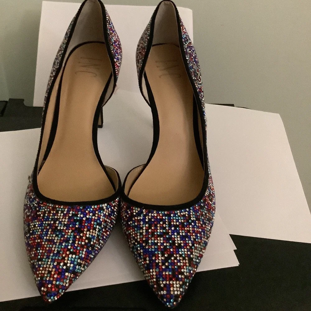 Multi-Color Rhinestone Black Heels - Picture 1 of 4